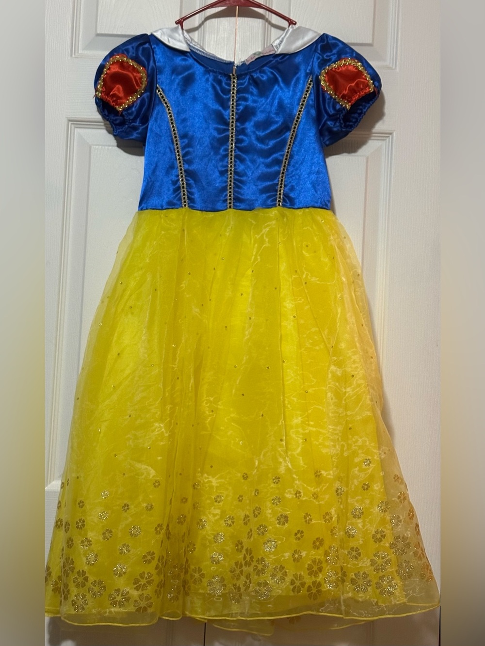 Bibei Beiniu Bright Yellow Blue & Red Snow White Costume Princes Dress Sz 9-10.